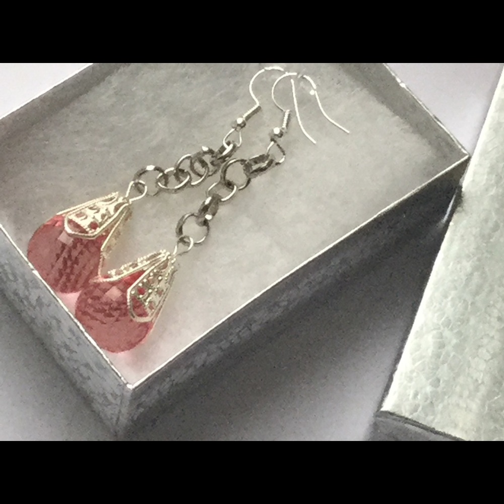 Elegant Drop Earrings with Silver Plated Hooks - Picture 2 of 3